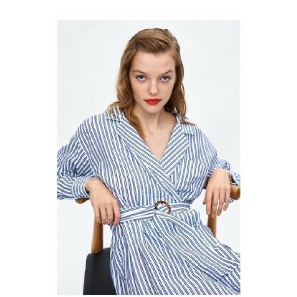 Zara basic striped shirt dress S